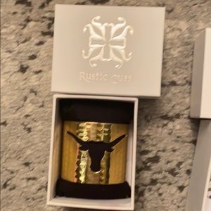 Texas Longhorn Rustic cuff. Gold cuff bracelet